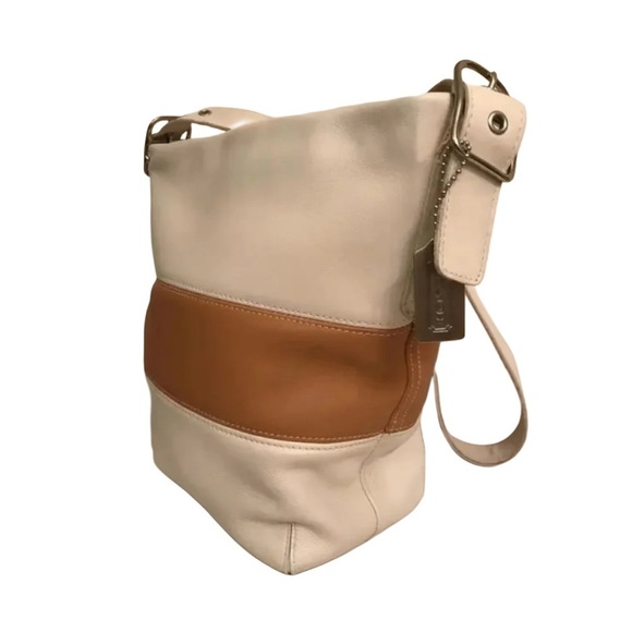 Coach Vtg Cream & Tan Legacy 2-Way Color Block Handbag - Picture 4 of 10